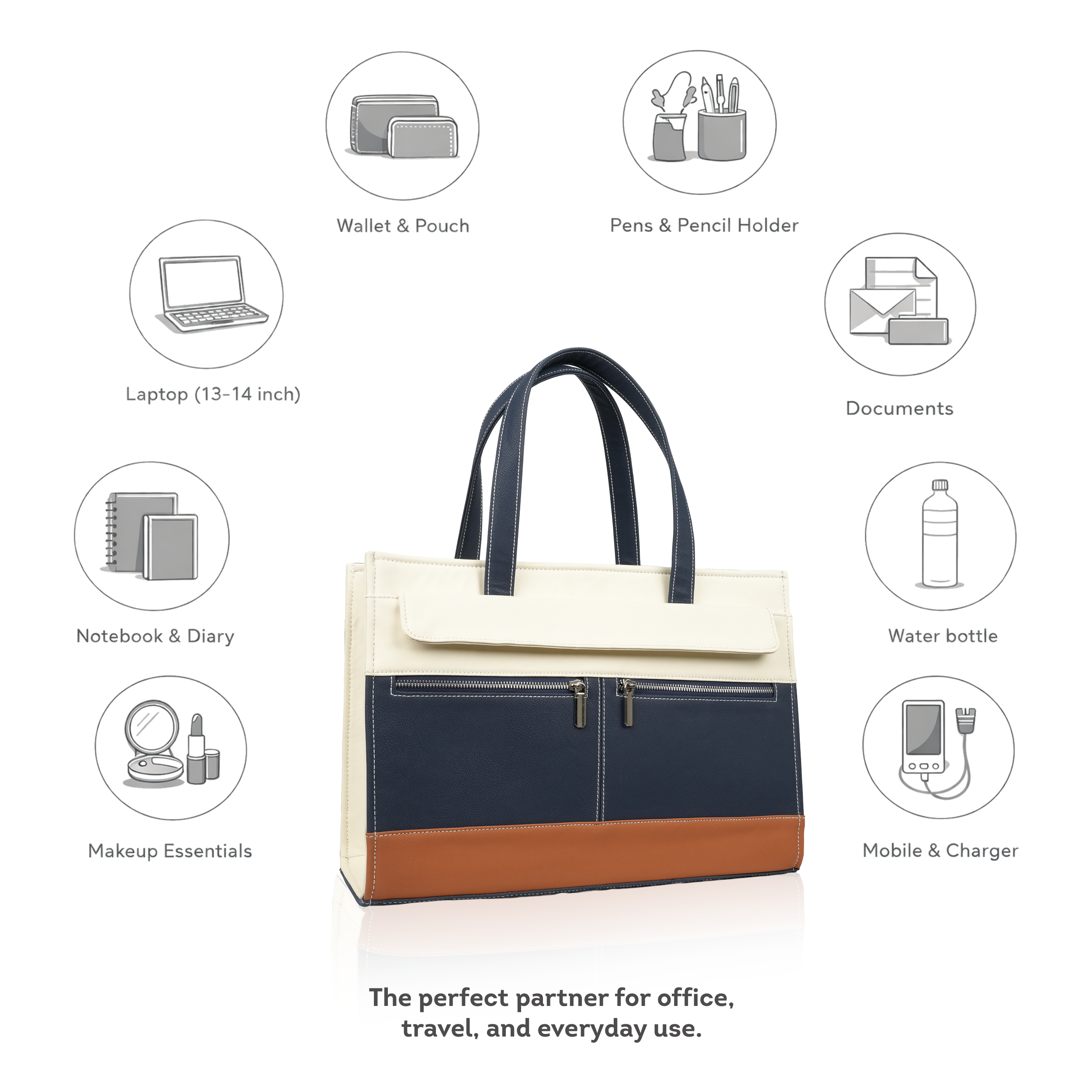 Elegant Tote Bag For Working Women With Laptop Space