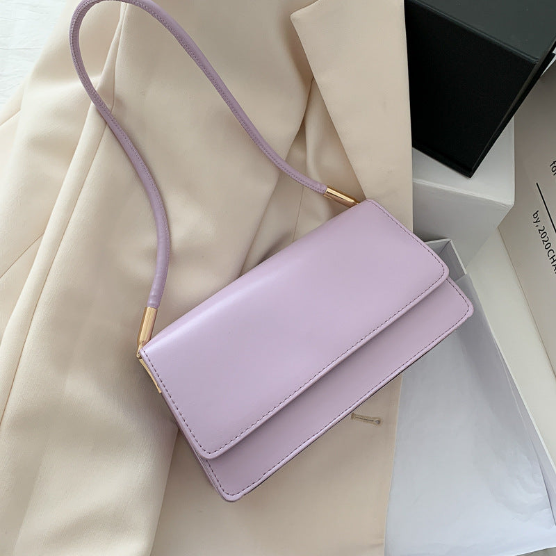 Pastel Lavender Minimalist Shoulder Bag with Flap Design
