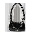 Classic White Mini Shoulder Bag with Knotted Strap & Chain