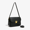 Elegant White Crossbody Bag with Gold Lock Closure