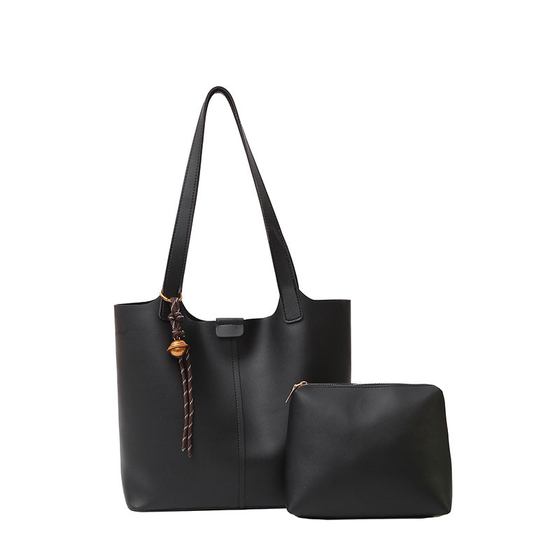 Classic Black Tote Bag with Inner Pouch – Minimalist & Spacious