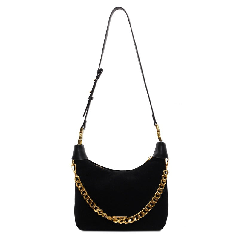 Luna Grey Suede Chain Shoulder Bag