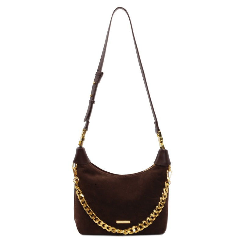 Luna Grey Suede Chain Shoulder Bag