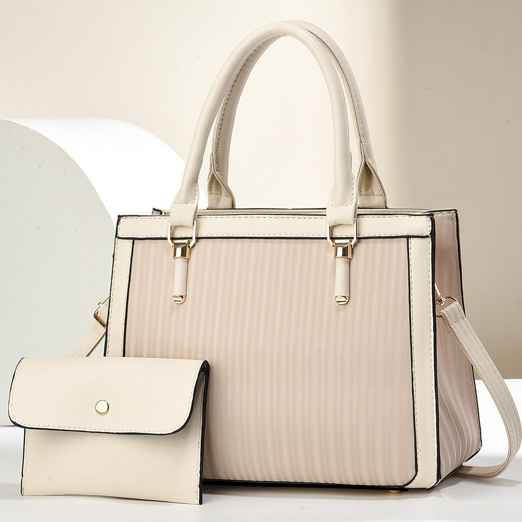 Elegant Brown Tote Bag with Matching Wallet