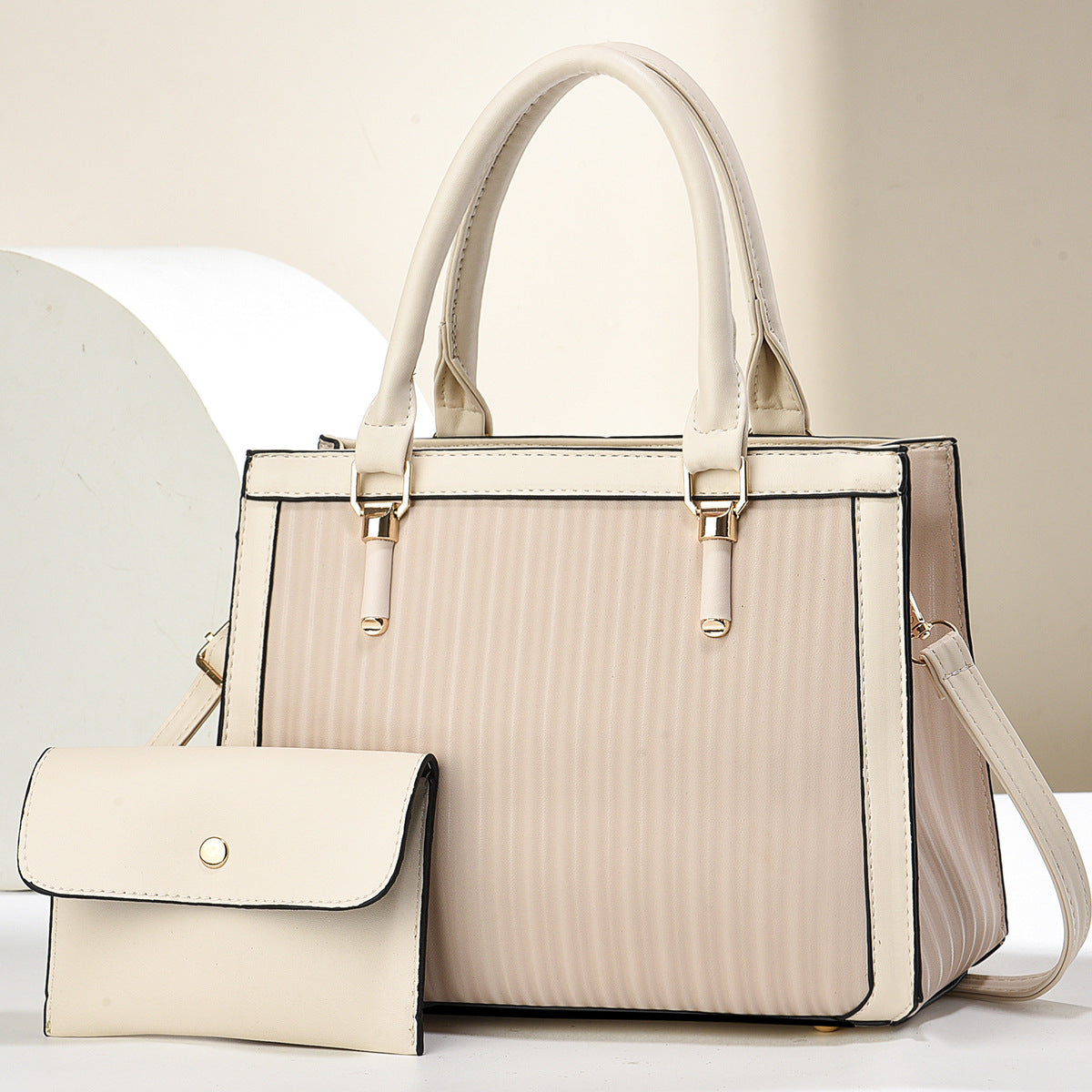 Elegant Brown Tote Bag with Matching Wallet