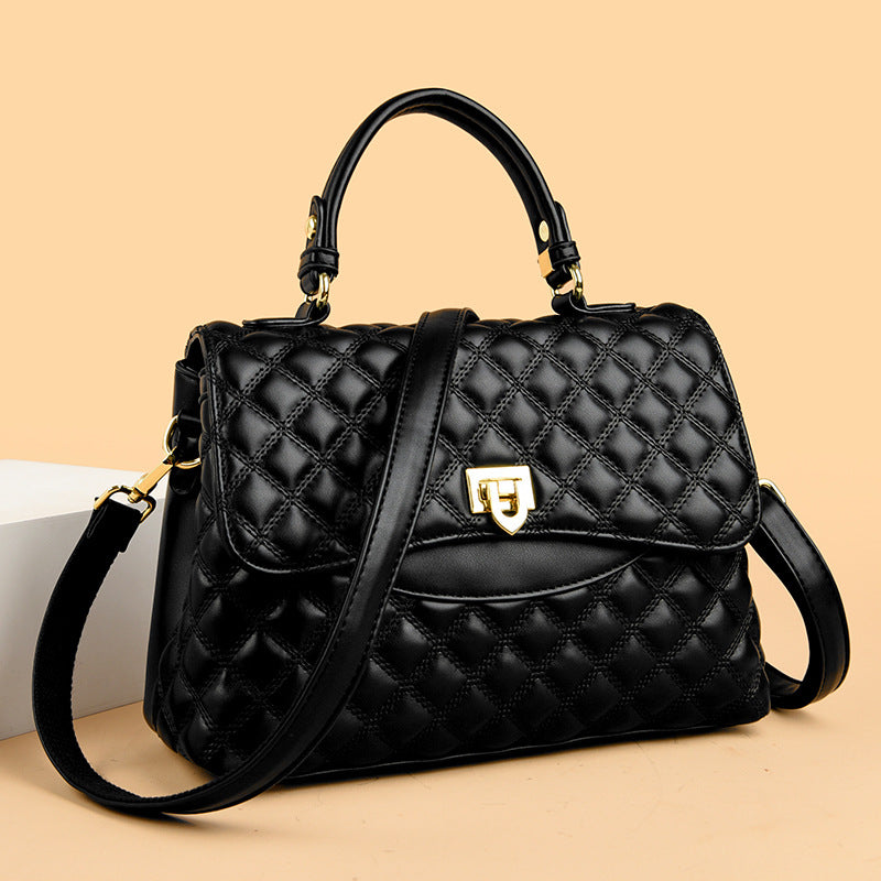 Quilted Maroon Top-Handle Crossbody Handbag
