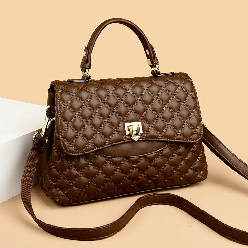 Quilted Maroon Top-Handle Crossbody Handbag