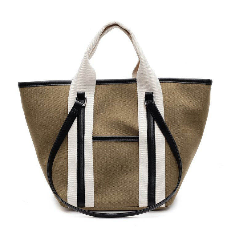 Casual Canvas Tote Bag with Dual Handles and Shoulder Strap
