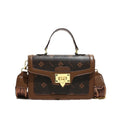 Heritage Print Structured Handbag with Gold Lock