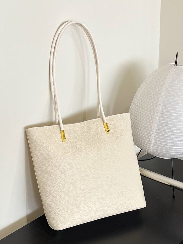 Minimalist Cream Tote Bag with Long Shoulder Straps