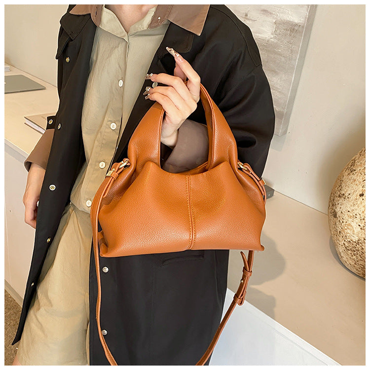 Soft Pebbled White Mini Hobo Handbag with Adjustable Side Straps