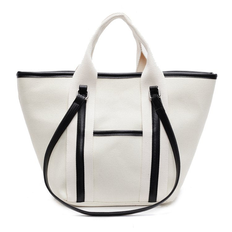 Casual Canvas Tote Bag with Dual Handles and Shoulder Strap