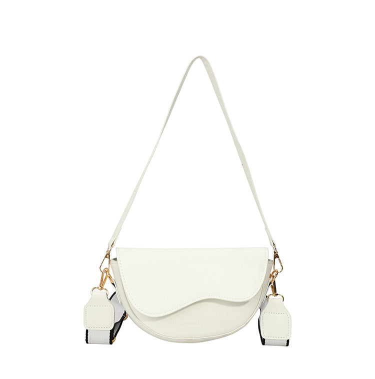 Chic Curved-Flap Crossbody Bag with Detachable Wide Strap – Coffee Brown