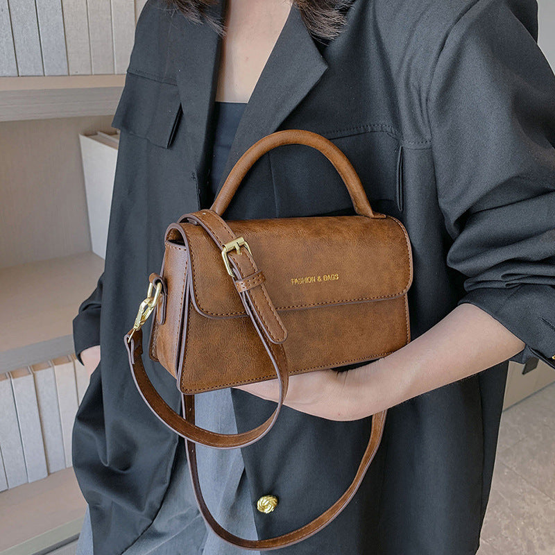 Classic Brown Mini Crossbody Bag with Flap Closure