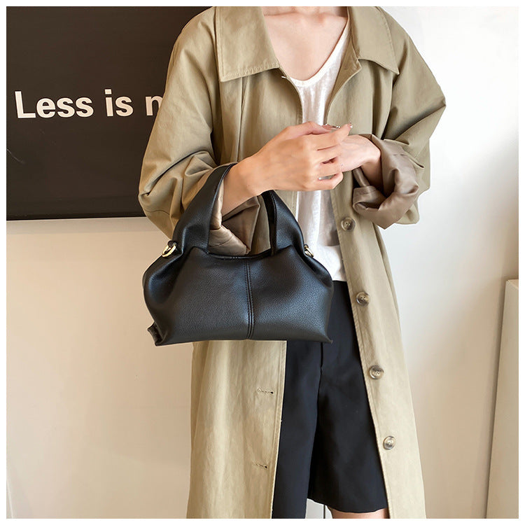 Soft Pebbled White Mini Hobo Handbag with Adjustable Side Straps