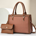 Elegant Brown Tote Bag with Matching Wallet