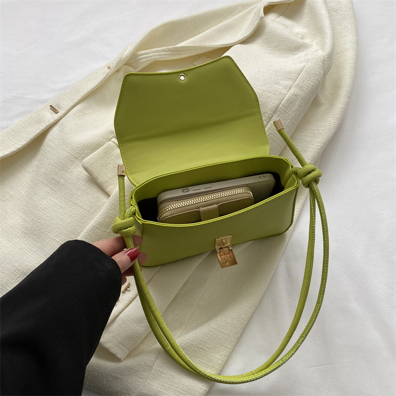Lime Green Mini Shoulder Bag with Flap Lock Closure