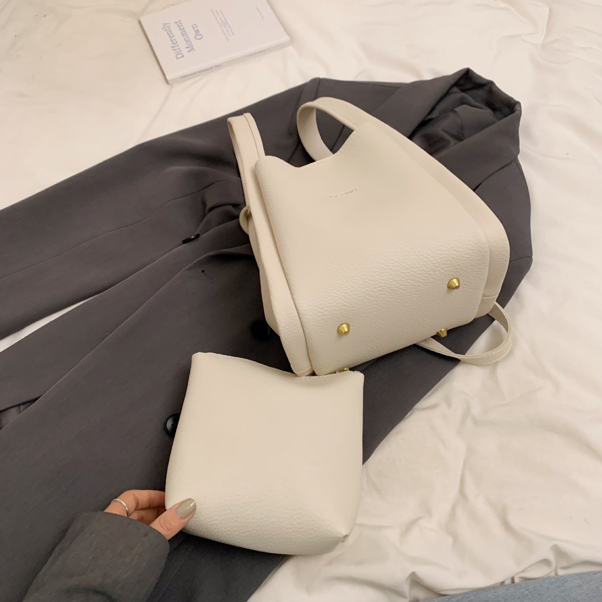 Elegant Cream Bucket Bag