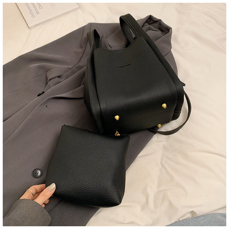 Luxe Black Bucket Bag