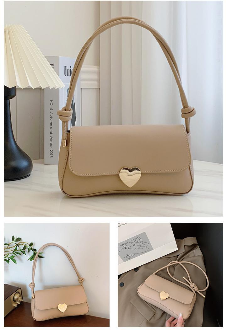 Chic White Mini Crossbody Bag with Heart Lock