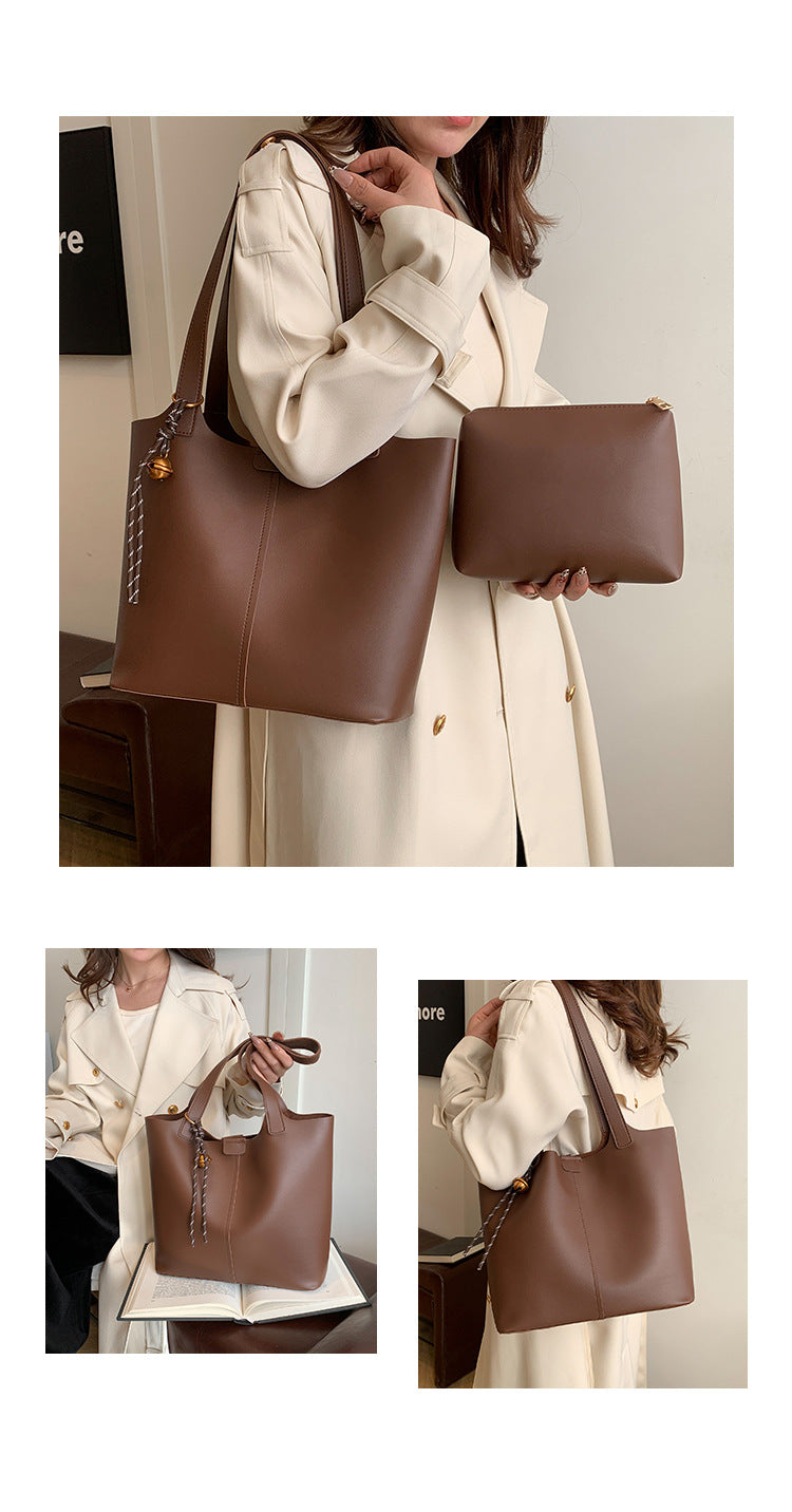 Classic Black Tote Bag with Inner Pouch – Minimalist & Spacious