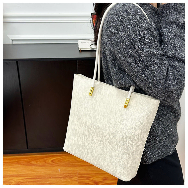 Minimalist Cream Tote Bag with Long Shoulder Straps