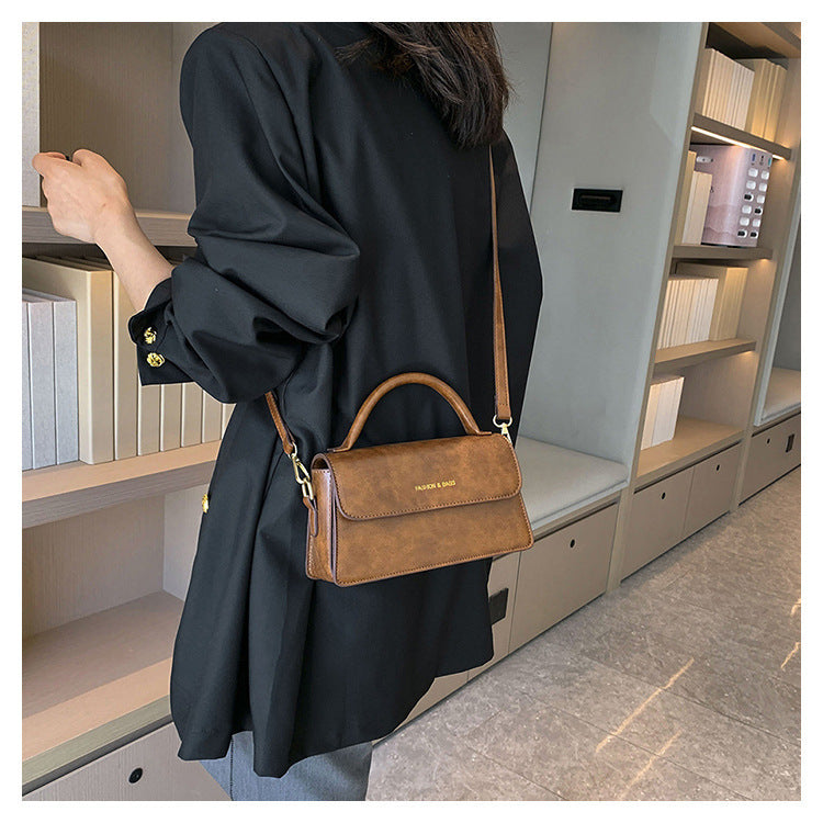 Classic Brown Mini Crossbody Bag with Flap Closure