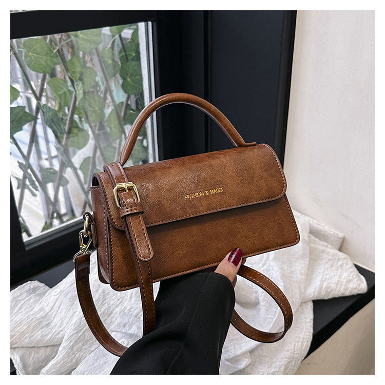 Classic Brown Mini Crossbody Bag with Flap Closure