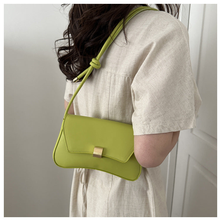 Lime Green Mini Shoulder Bag with Flap Lock Closure
