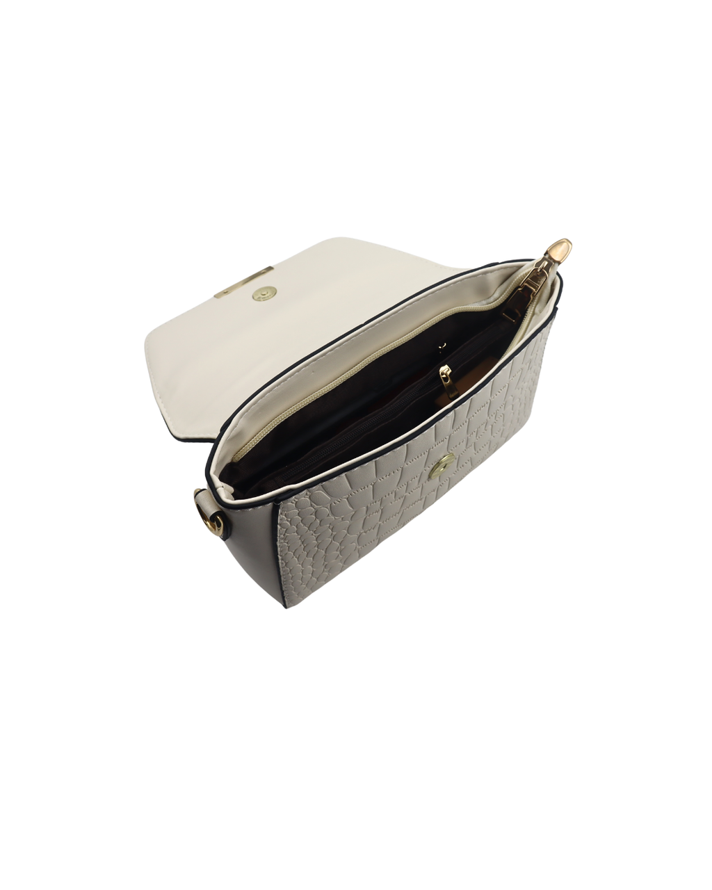 Elegant Ivory Textured Crossbody Bag