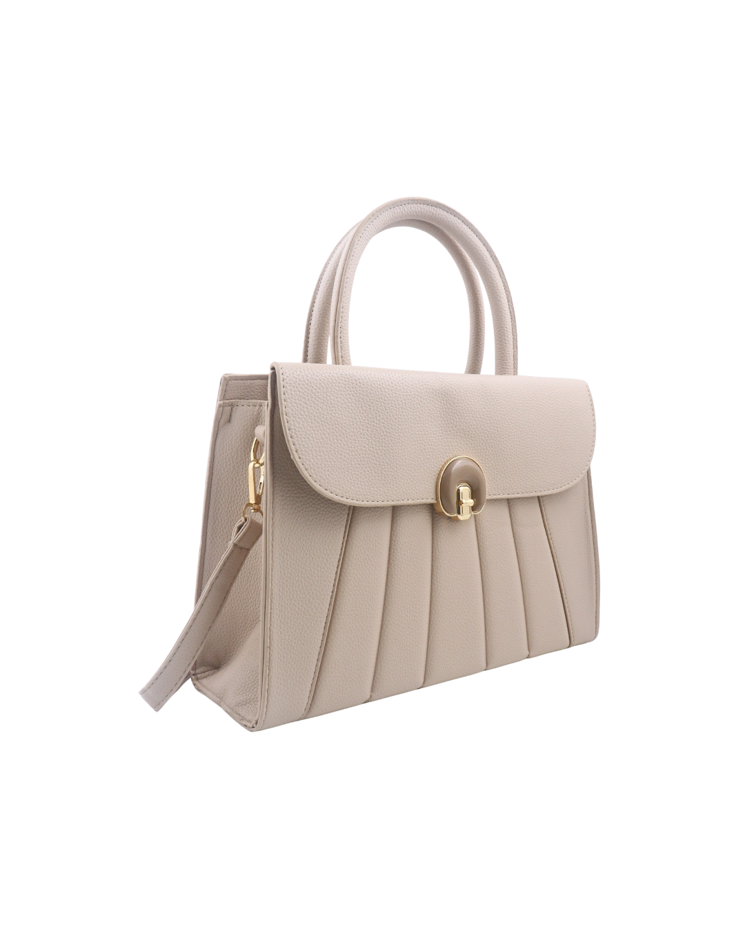 Lunaria Cream – Pleated Elegance Satchel