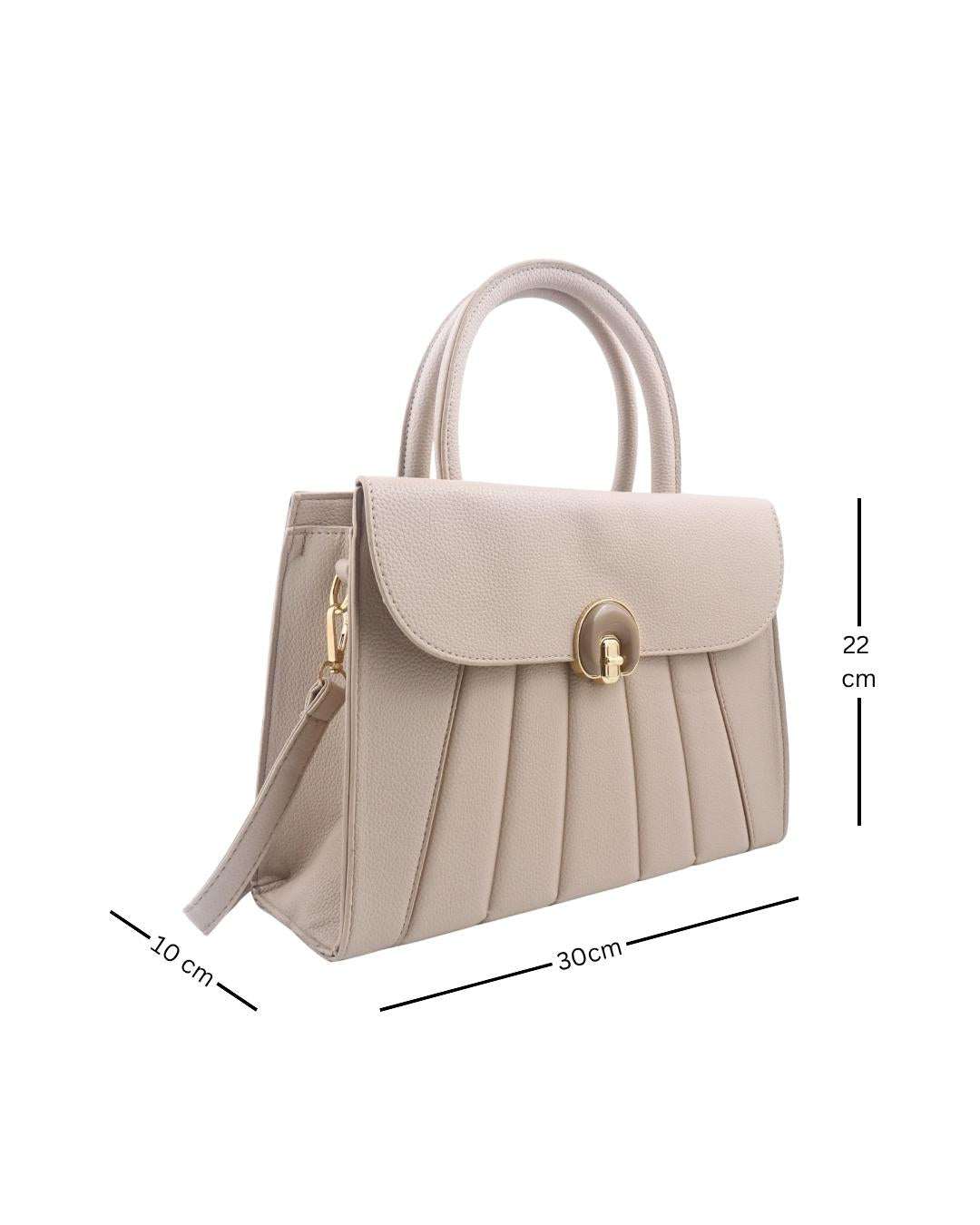 Lunaria Cream – Pleated Elegance Satchel