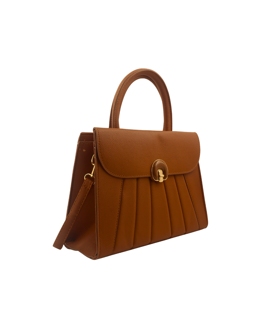 Lunaria Tan – Pleated Luxe Satchel