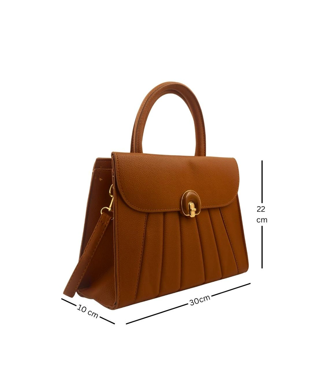 Lunaria Tan – Pleated Luxe Satchel