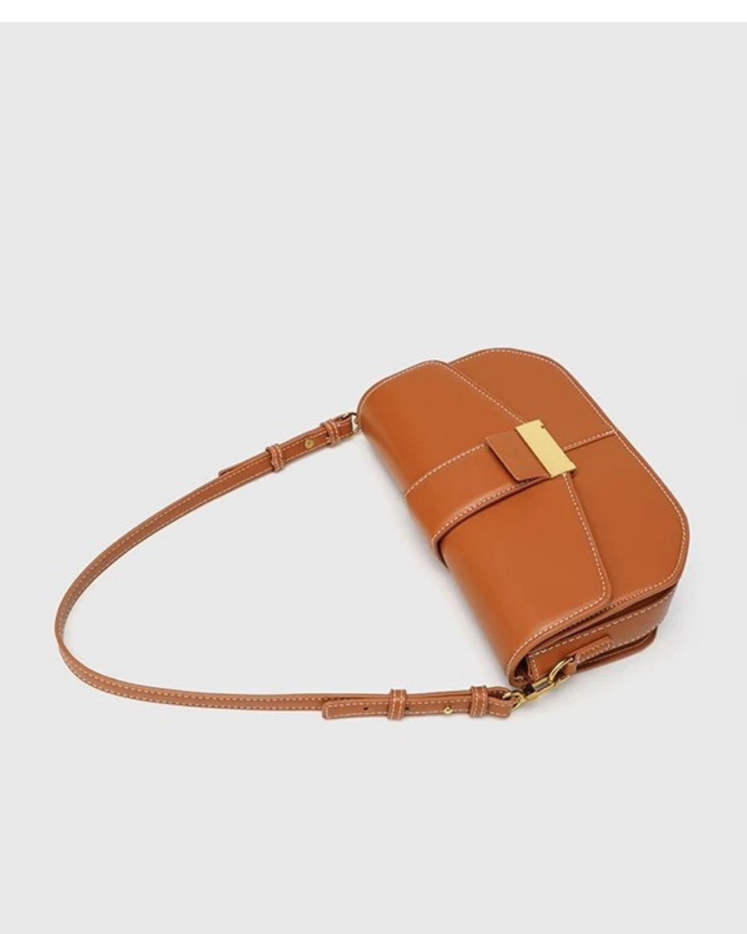 Cognac Lock Luxe – Convertible Shoulder Bag