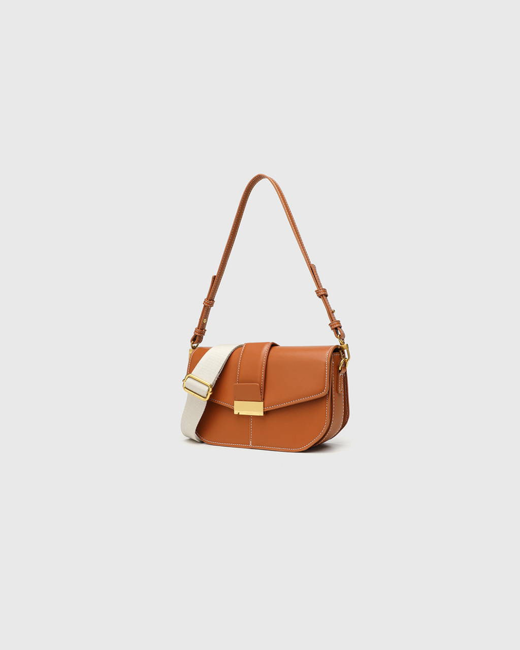 Cognac Lock Luxe – Convertible Shoulder Bag