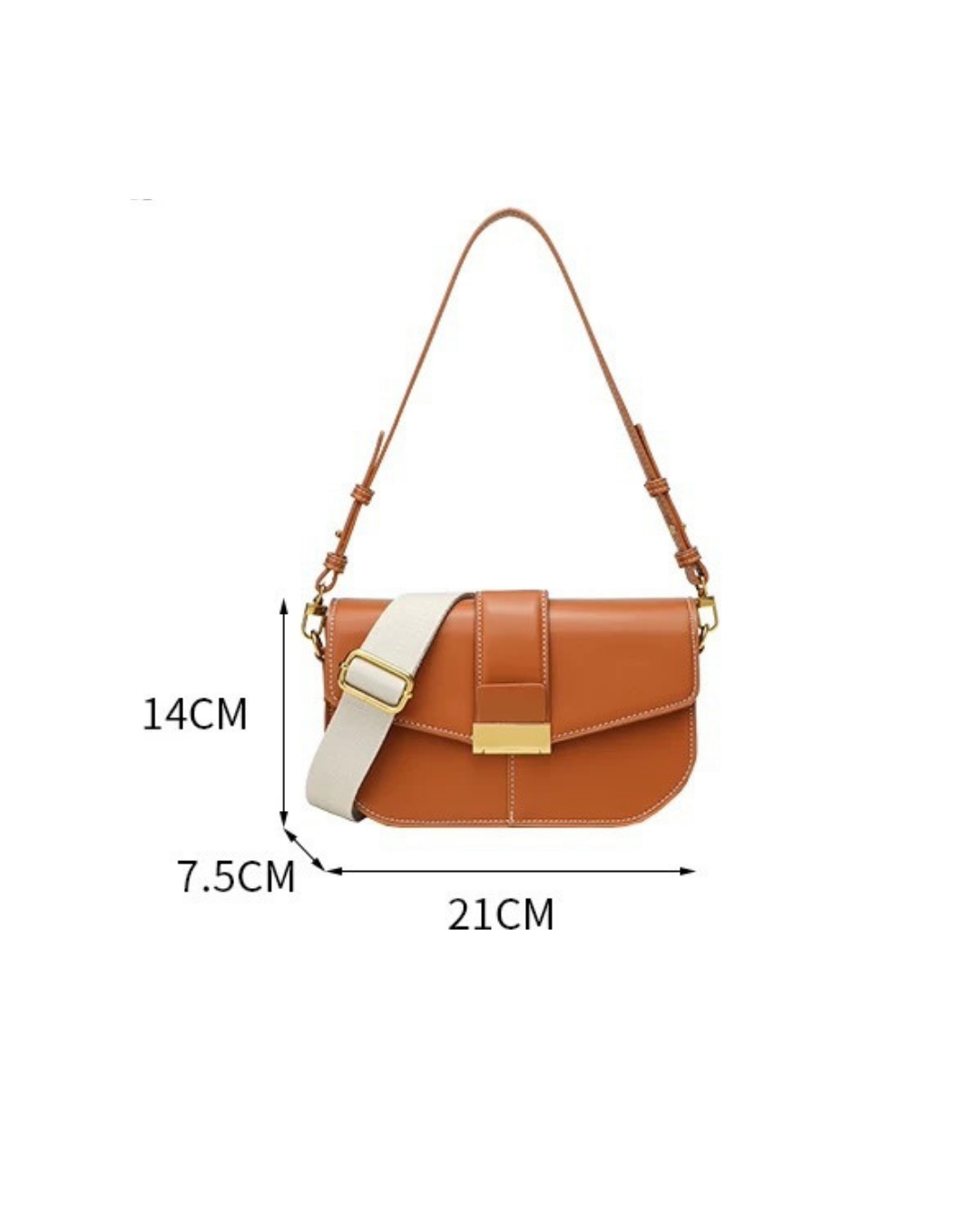 Cognac Lock Luxe – Convertible Shoulder Bag