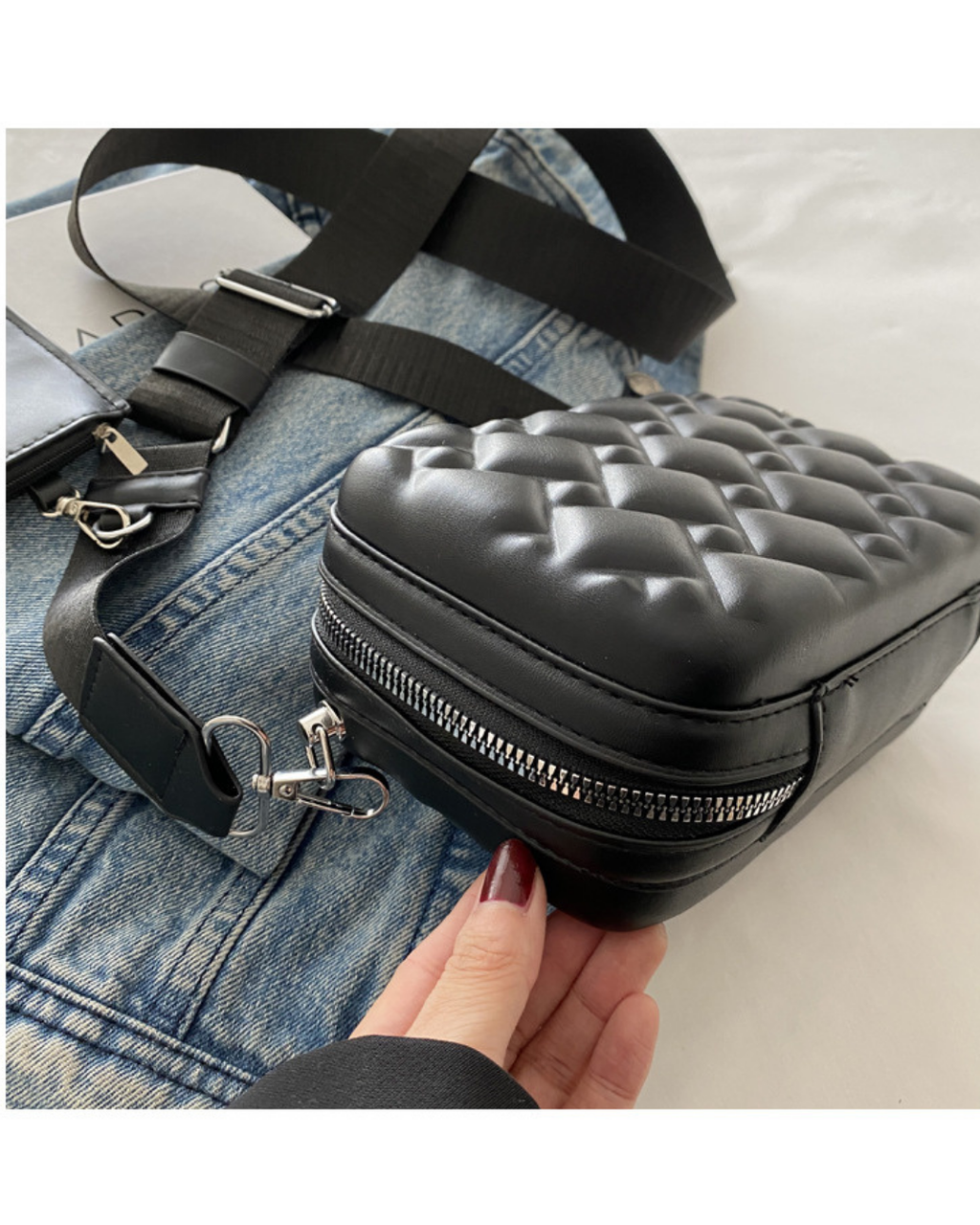 Noir Pixel – Quilted Utility Crossbody