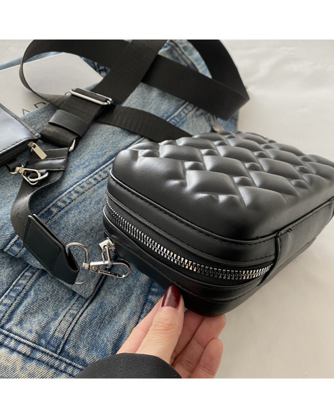 Noir Pixel – Quilted Utility Crossbody