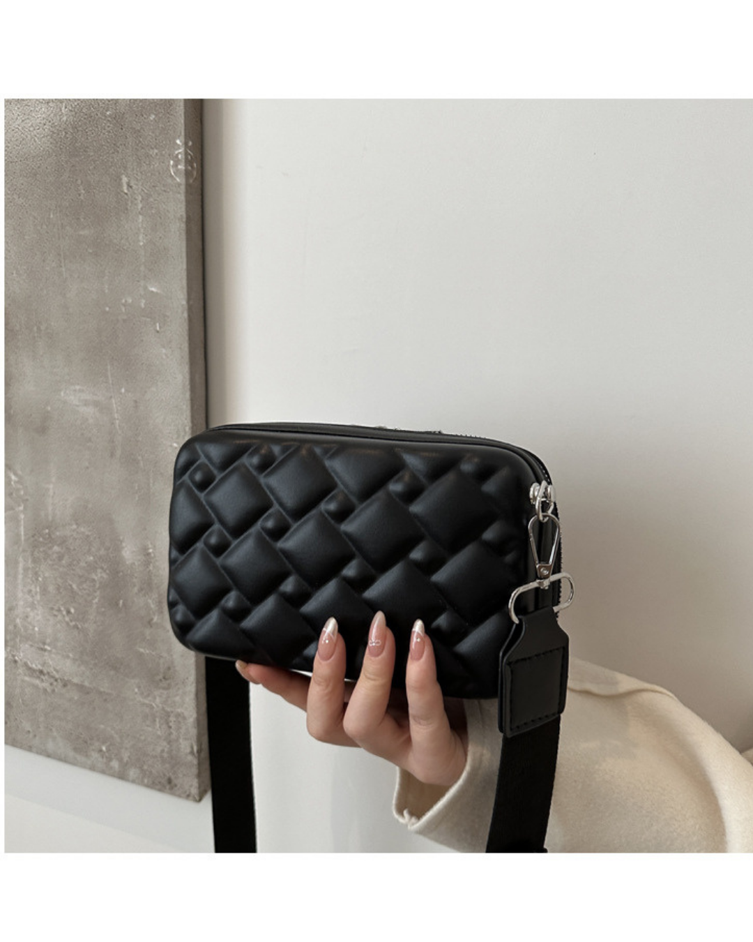 Noir Pixel – Quilted Utility Crossbody