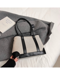 Elysian Edge – Canvas Leather Contrast Tote