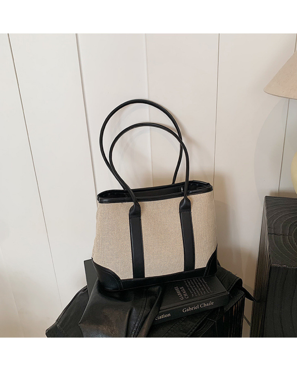 Elysian Edge – Canvas Leather Contrast Tote