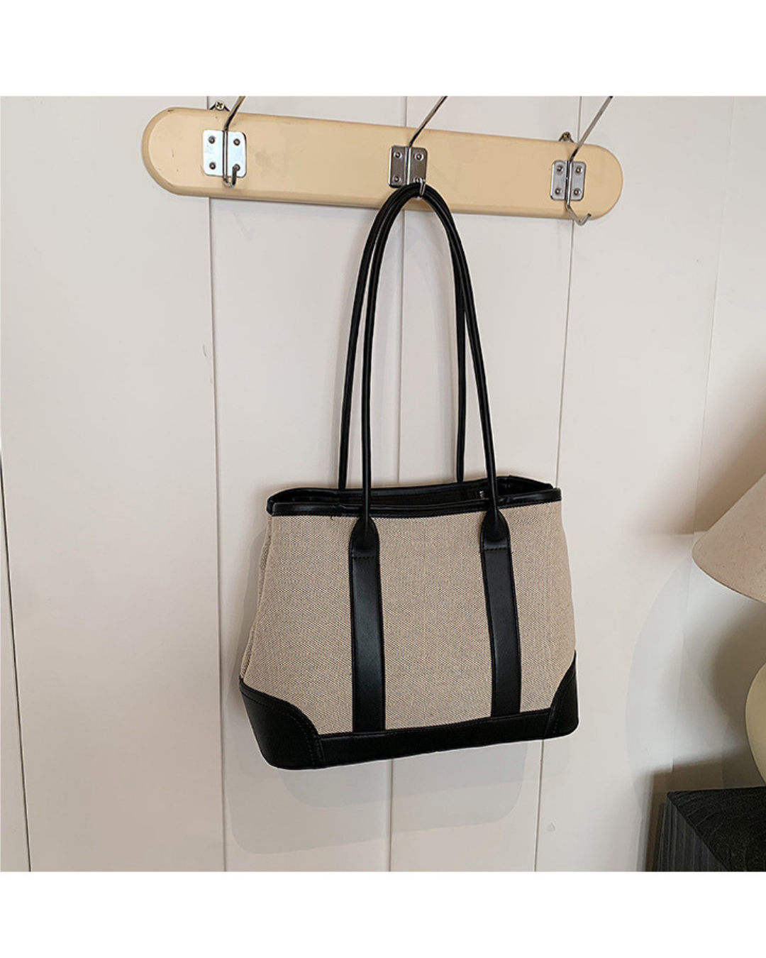 Elysian Edge – Canvas Leather Contrast Tote