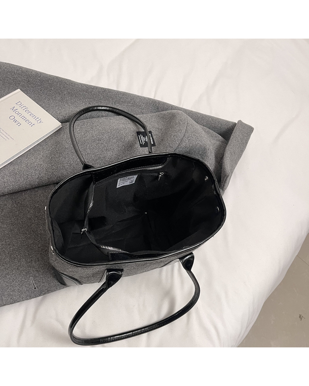 Noir Haven – Canvas & Leather Fusion Tote