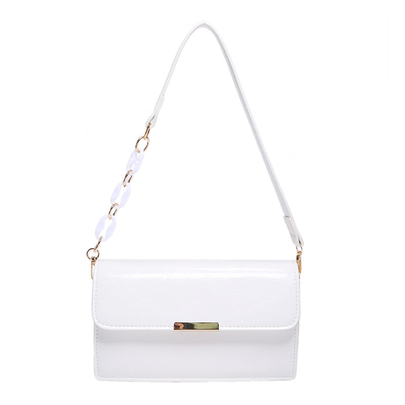 Multicolor Geometric Pattern Shoulder Bag with Decorative Chain Strap