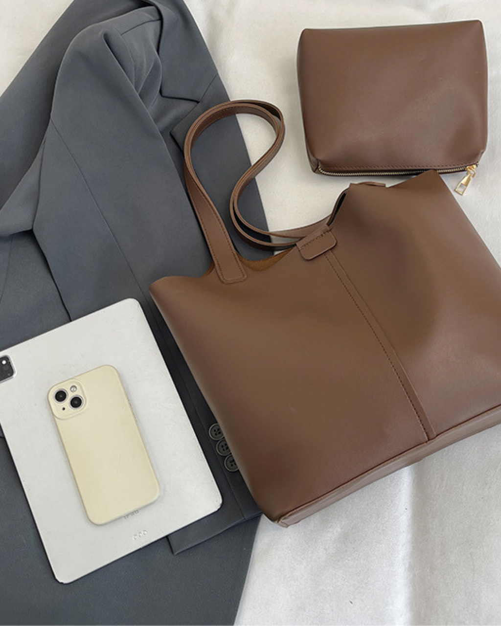 Mocha Luxe Tote Bag Set