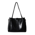 Black Tote Handbag with Patterned Shoulder Strap – Spacious & Trendy