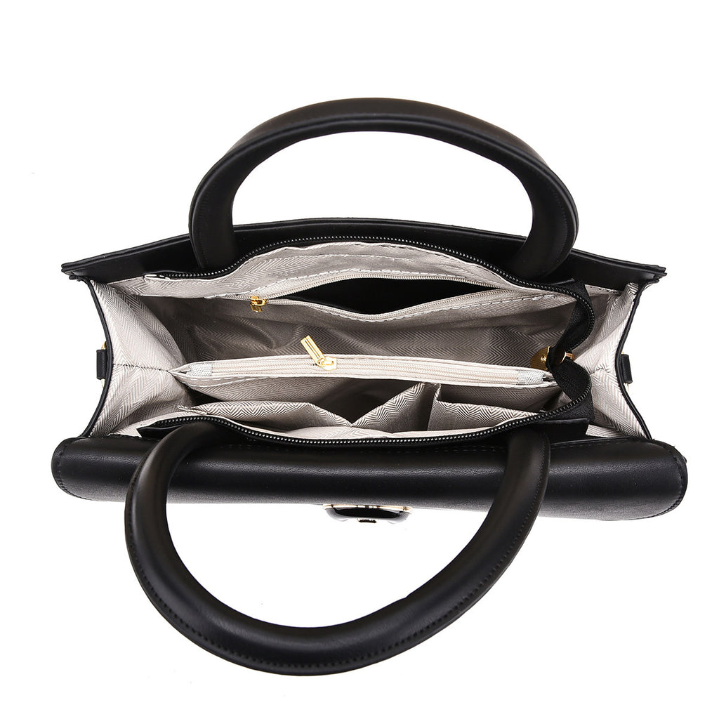 Blush Pink Structured Handbag Set with Decorative Turn-Lock Closure