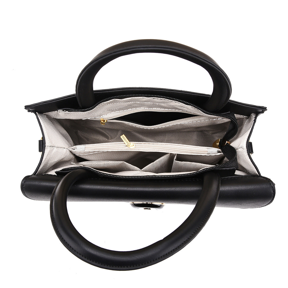 Blush Pink Structured Handbag Set with Decorative Turn-Lock Closure