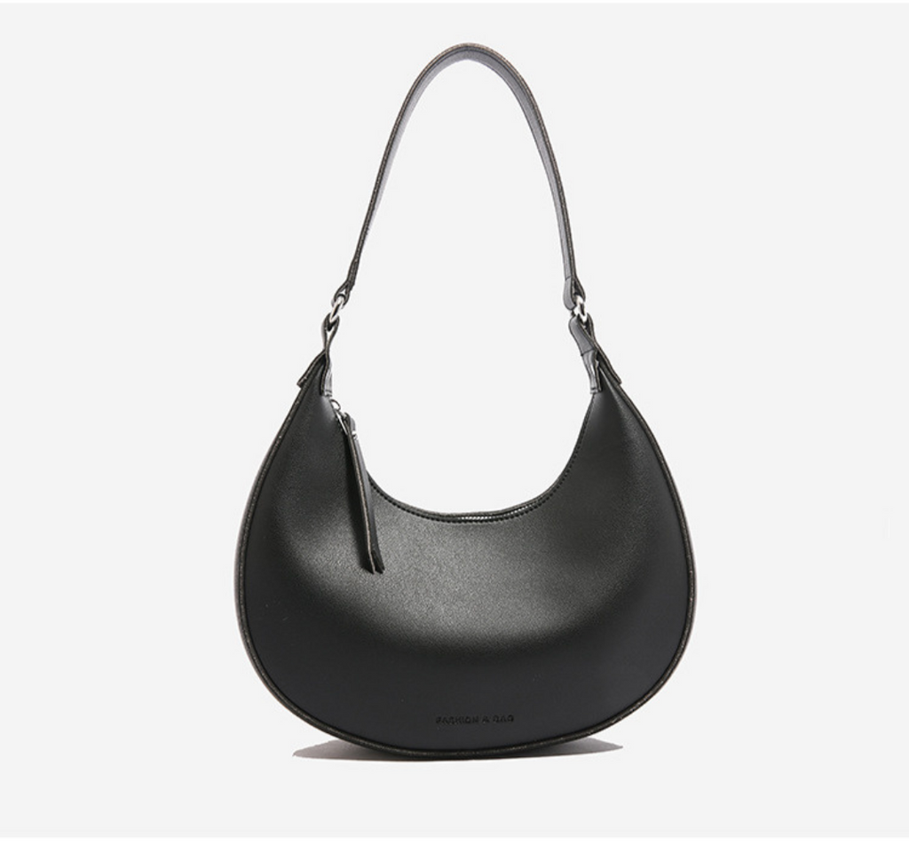 Crescent Chic Black Shoulder Bag